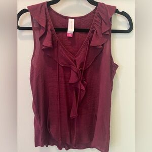 No Boundaries Burgundy Ruffle Blouse